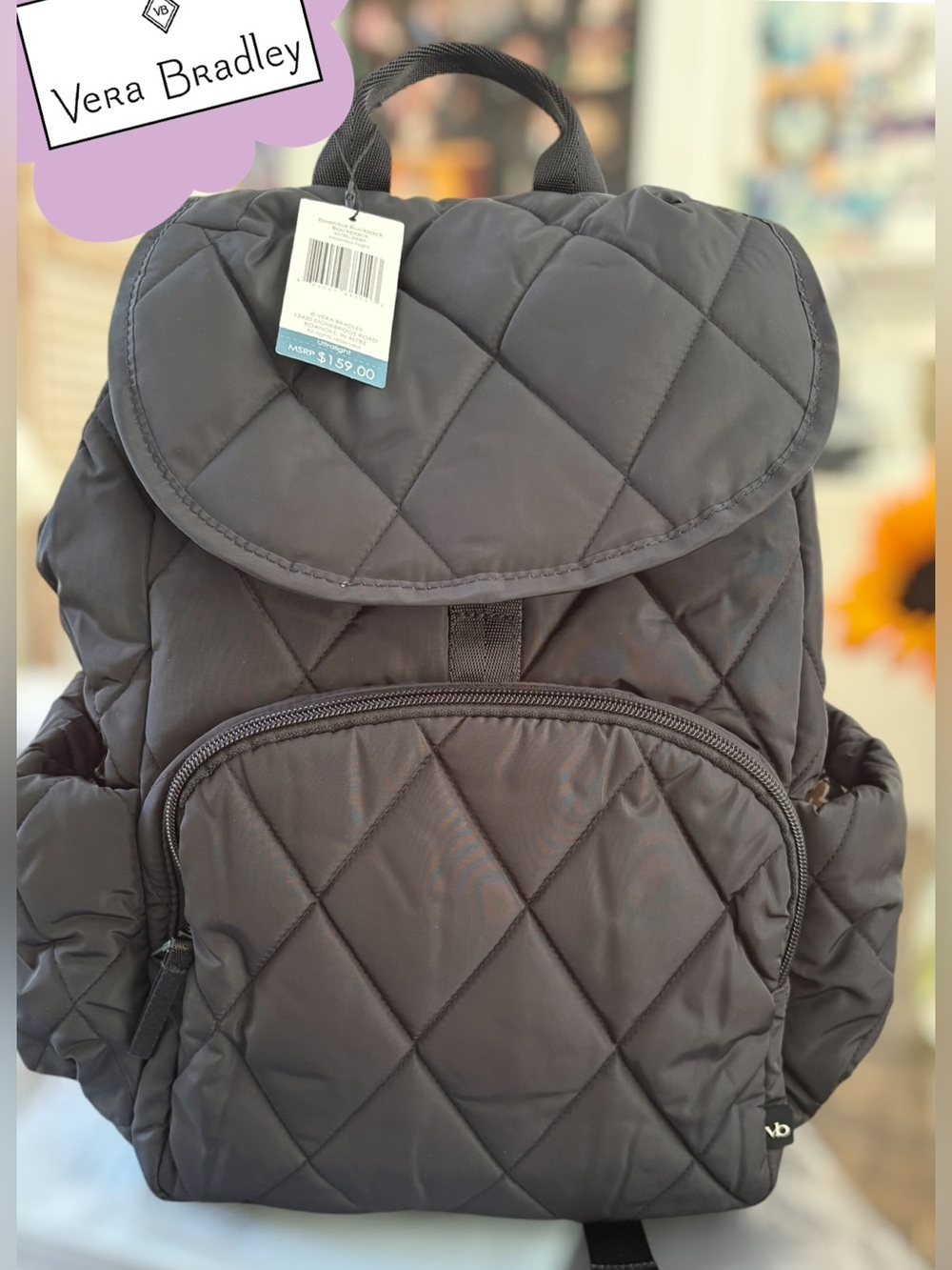 🌸Vera Bradley Essential Rucksack Backpack Black